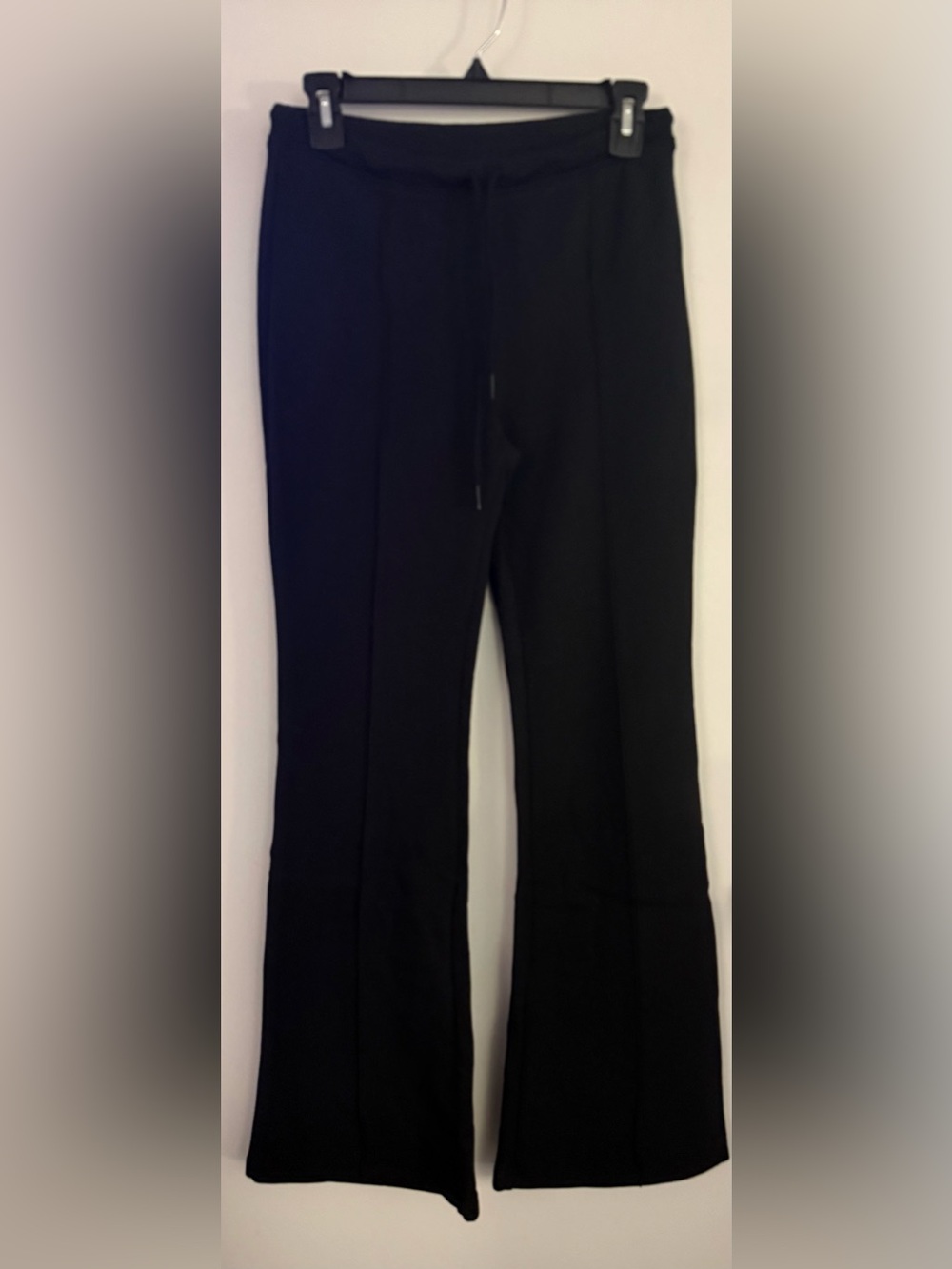 Zenana Outfitters Women's Black Flared Track Pants with Drawstring